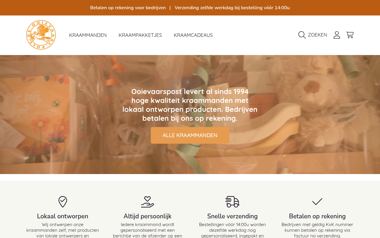 Screenshot van ooievaarspost.nl