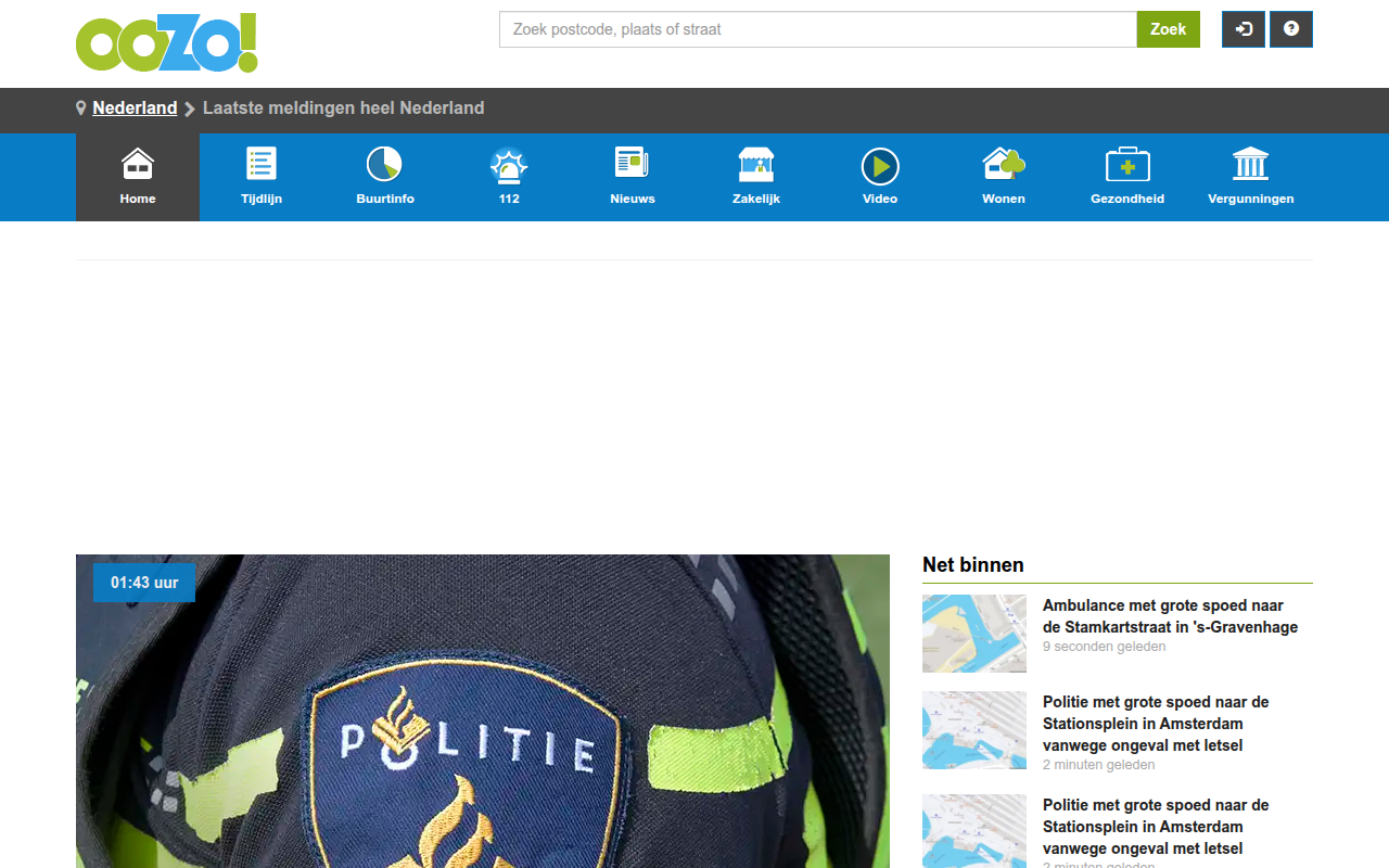 Screenshot van oozo.nl