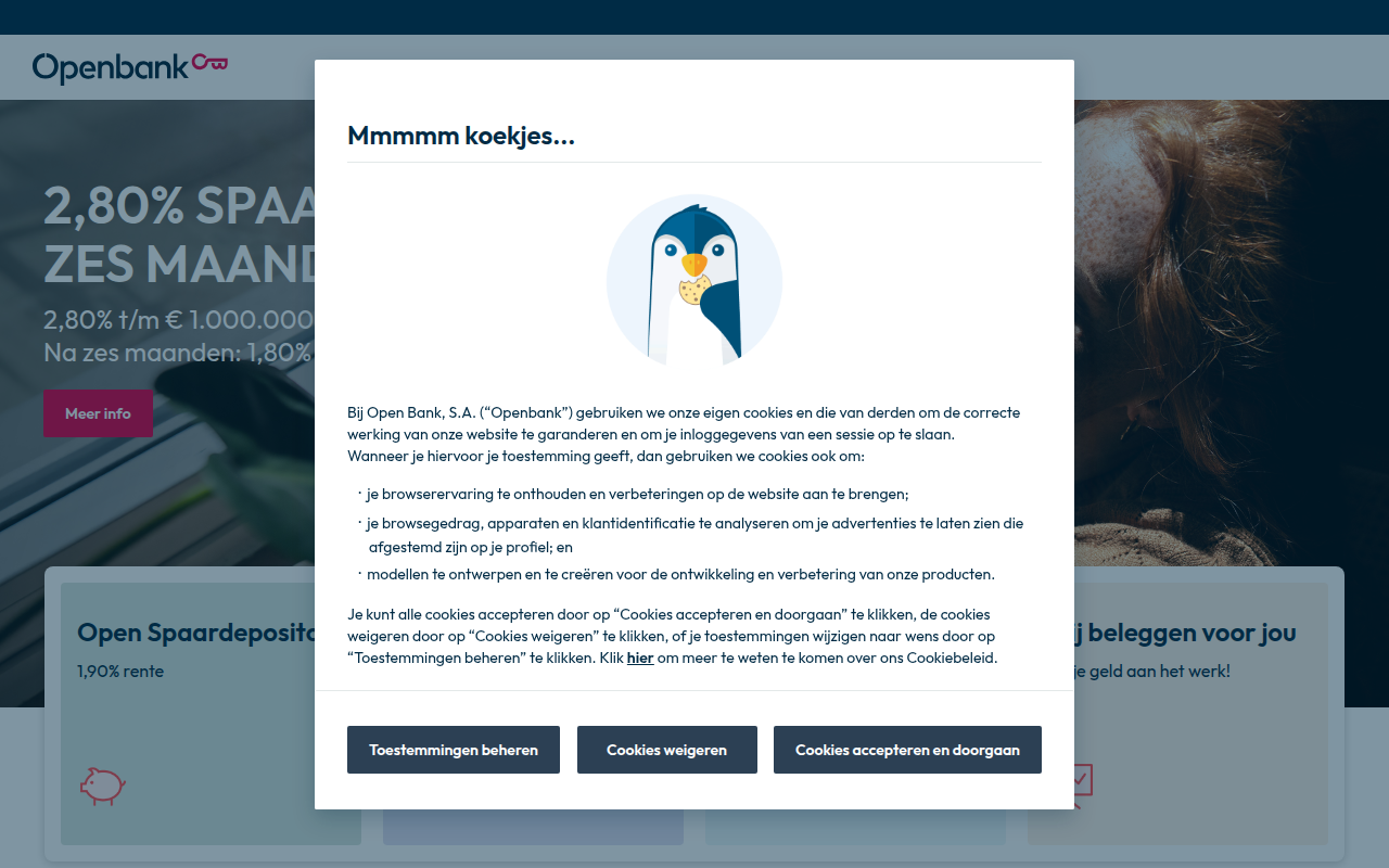 Screenshot van openbank.nl