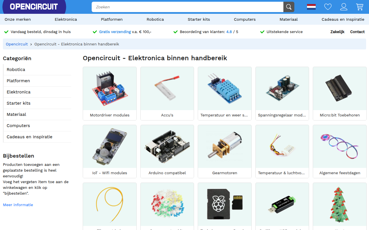 Screenshot van opencircuit.nl