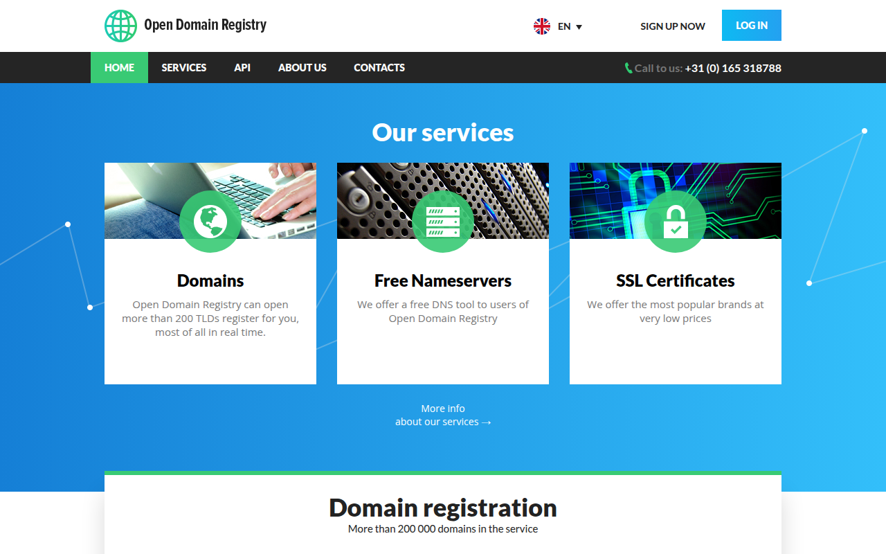Screenshot van opendomainregistry.net