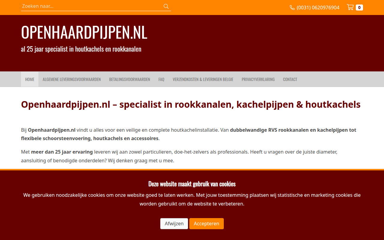 Screenshot van openhaardpijpen.nl