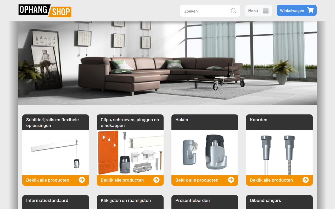 Screenshot van ophangshop.nl