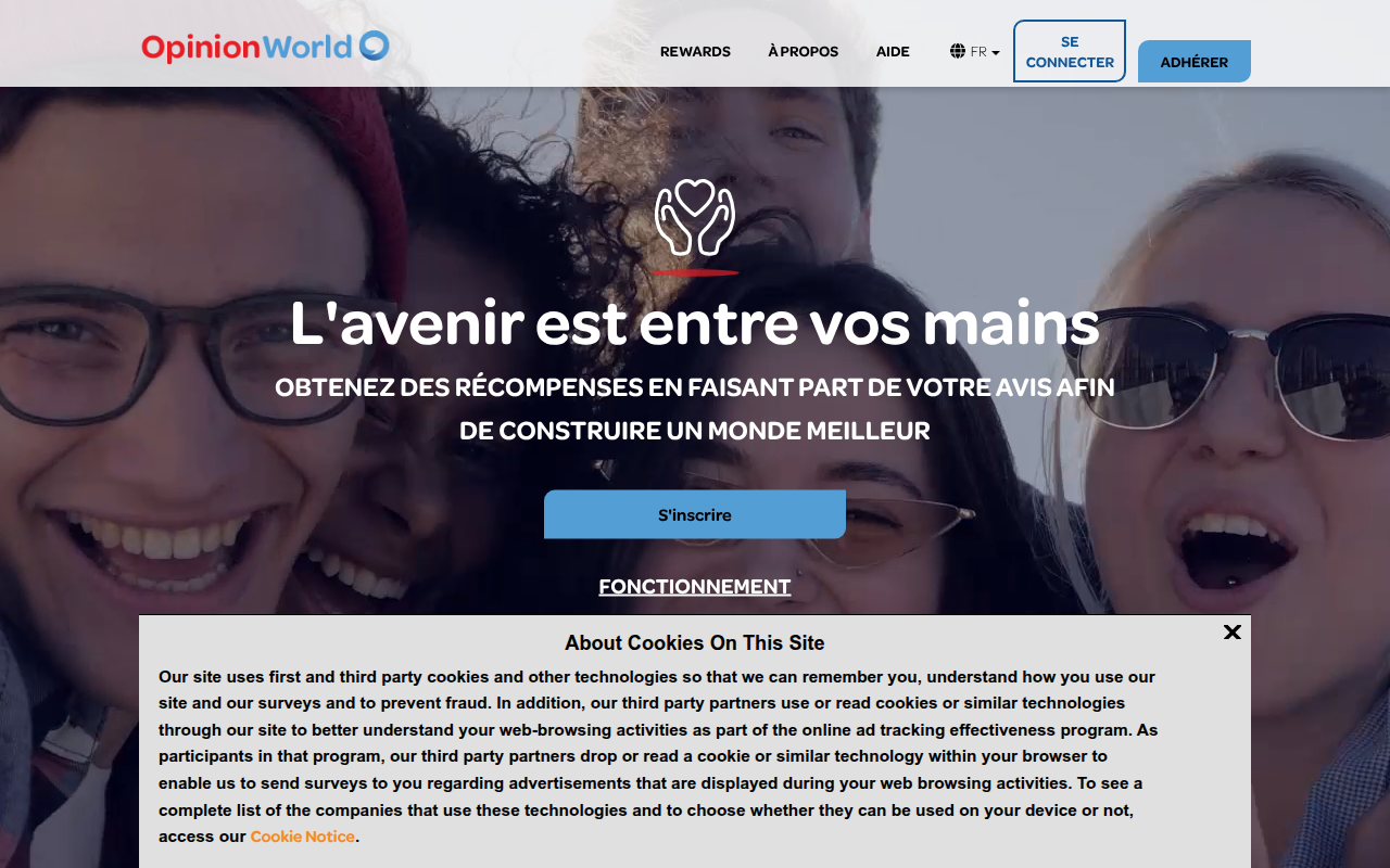 Screenshot van opinionworld.be