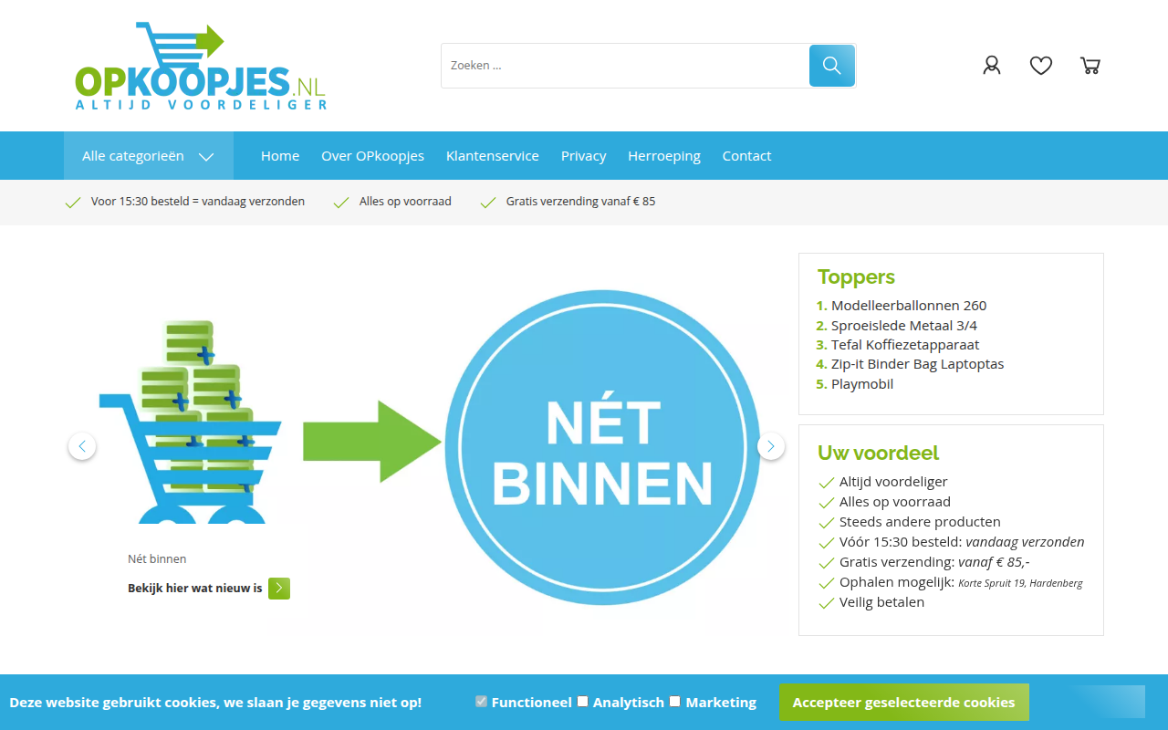 Screenshot van opkoopjes.nl