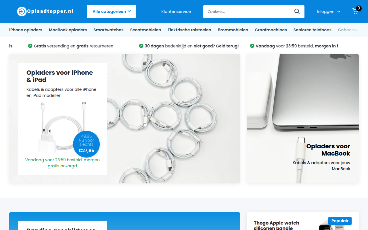 Screenshot van oplaadtopper.nl