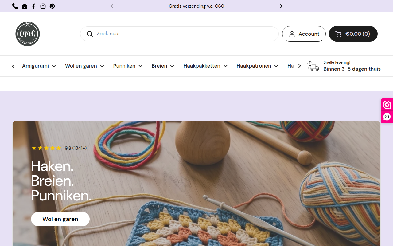 Screenshot van opmaatgehaakt.nl