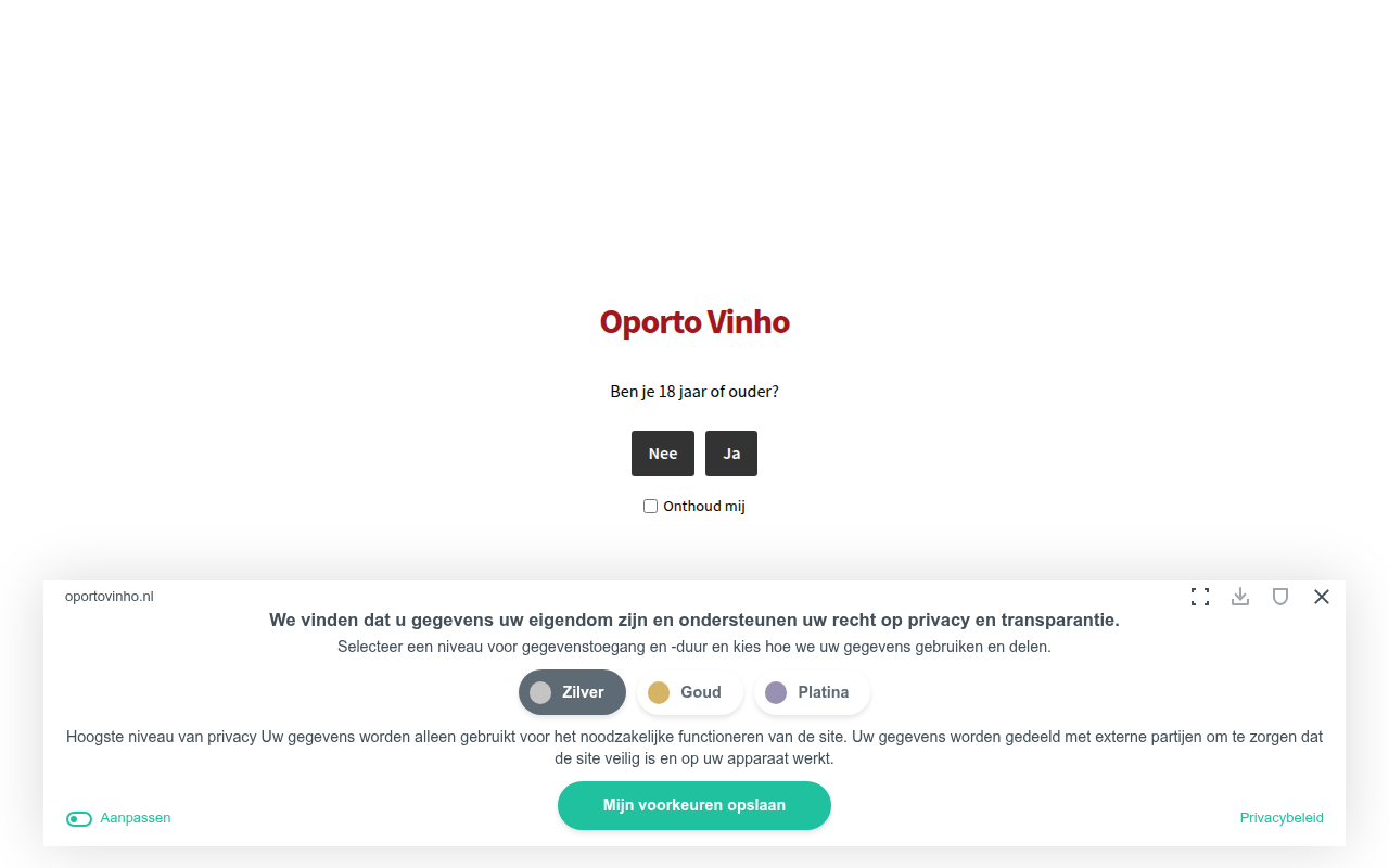 Screenshot van oportovinho.nl