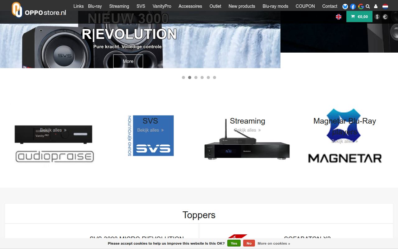 Screenshot van oppostore.nl
