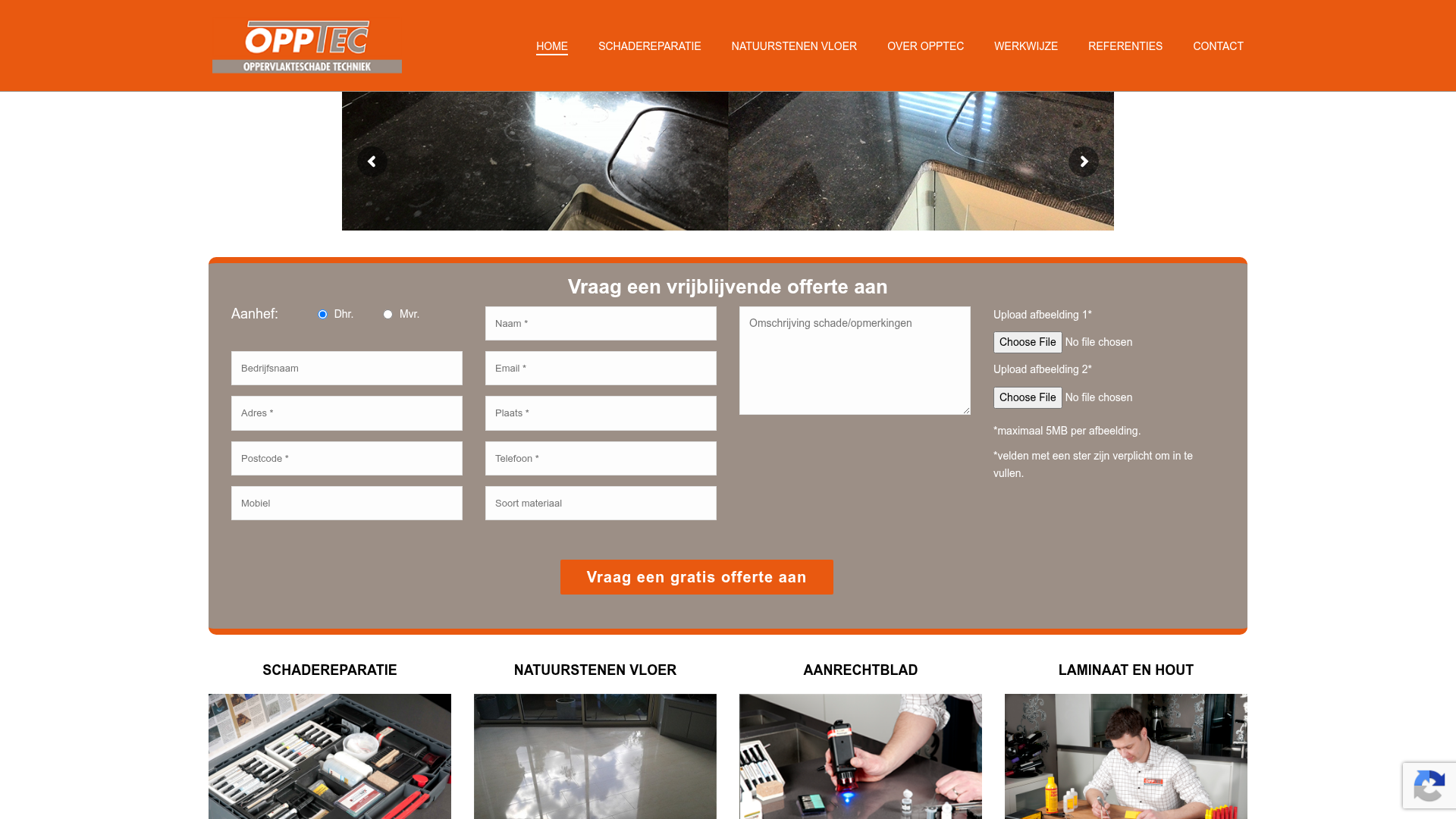 Screenshot van opptec.nl