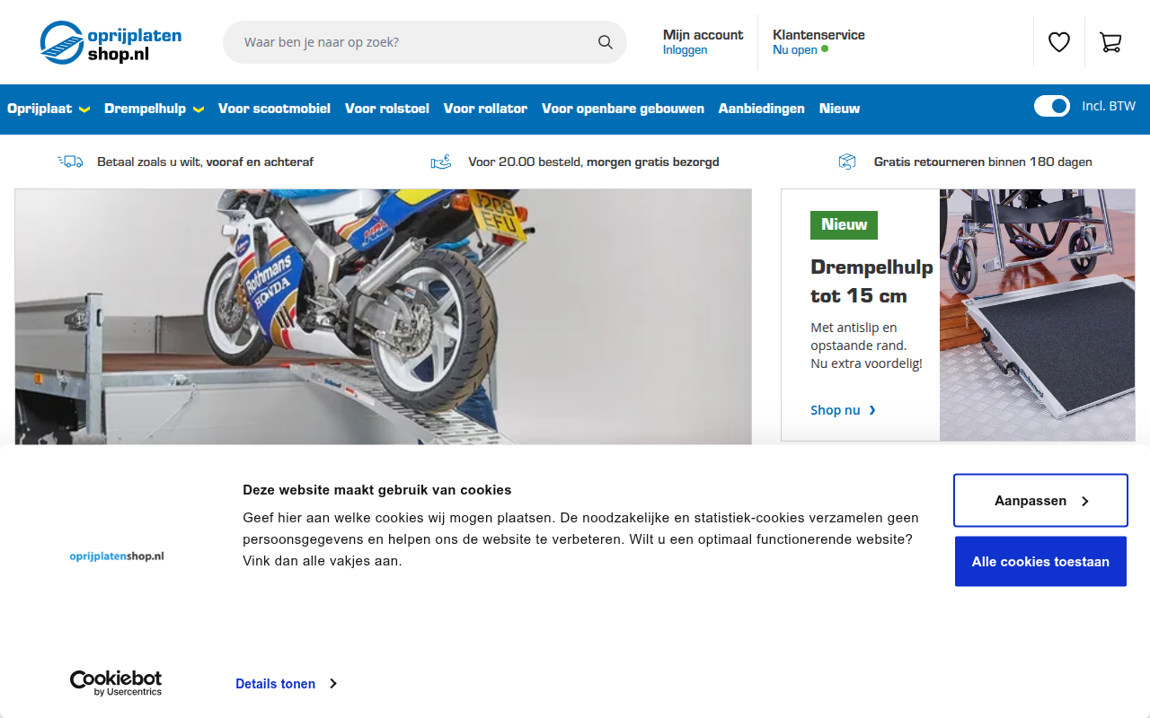Screenshot van oprijplatenshop.nl