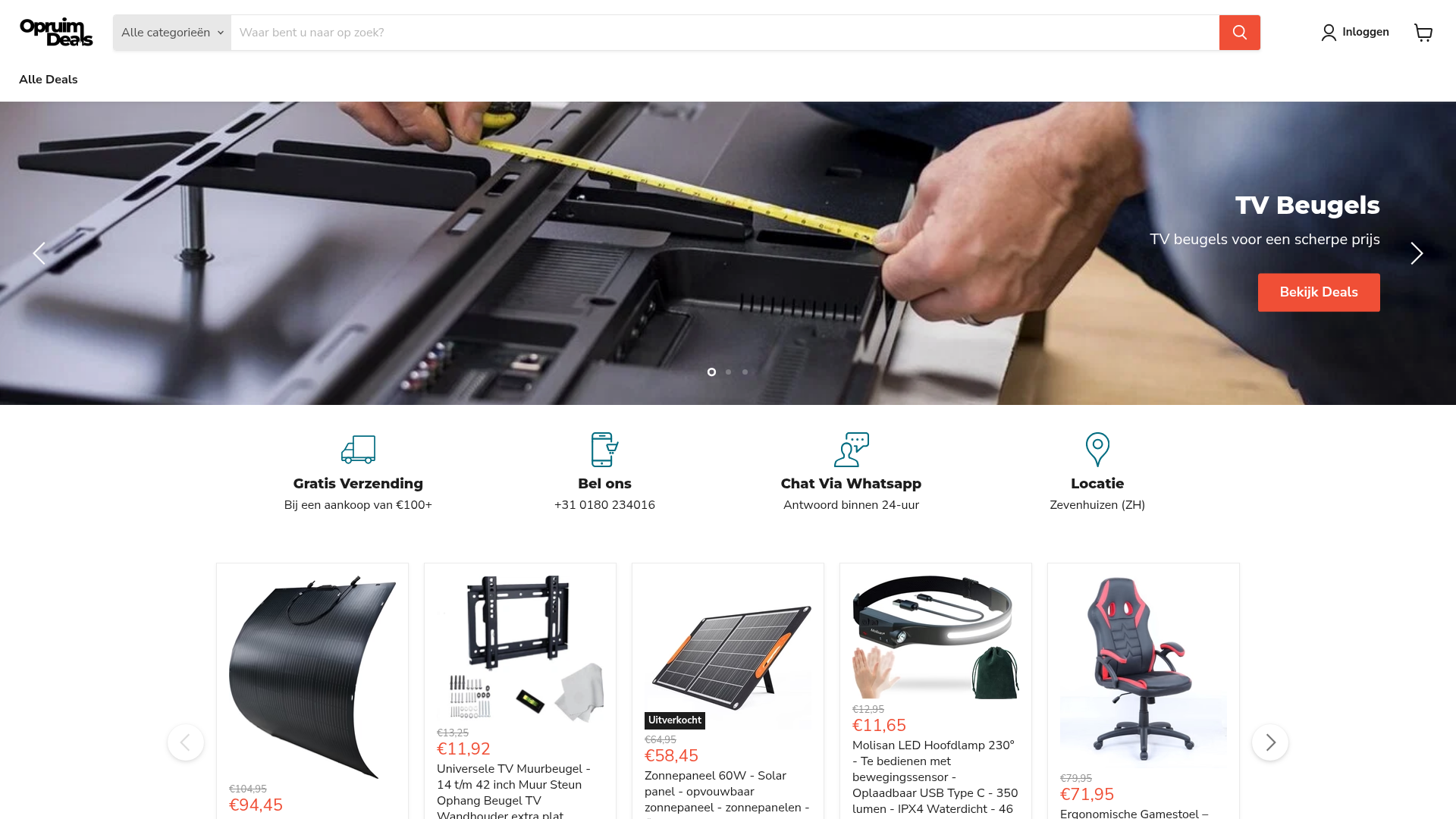 Screenshot van opruimdeals.nl