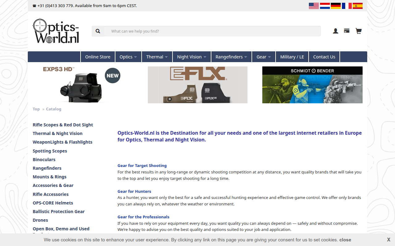 Screenshot van optics-world.nl