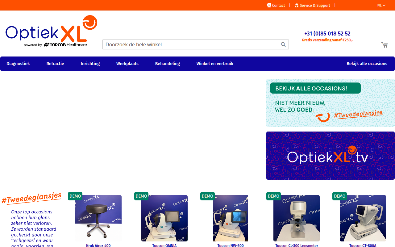 Screenshot van optiekxl.nl