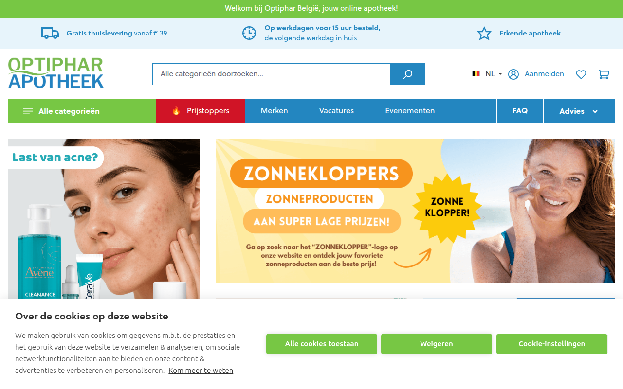 Screenshot van optiphar.com