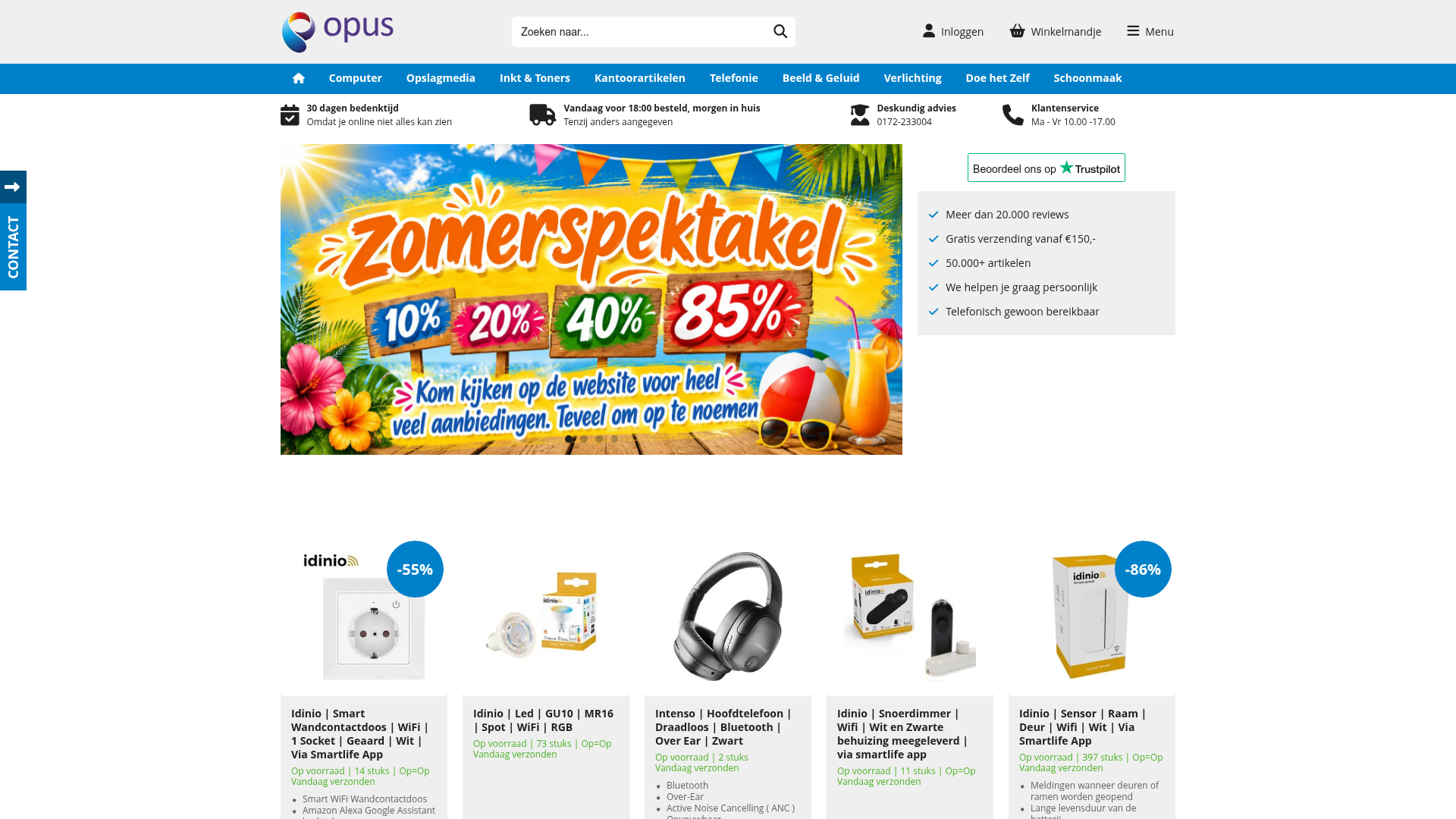 Screenshot van opus.nl