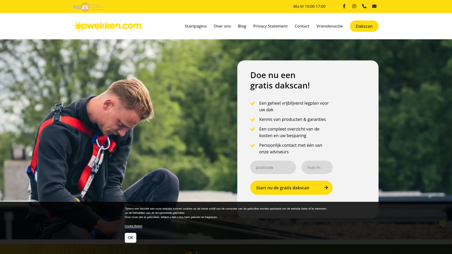 Screenshot van opwekken.nl