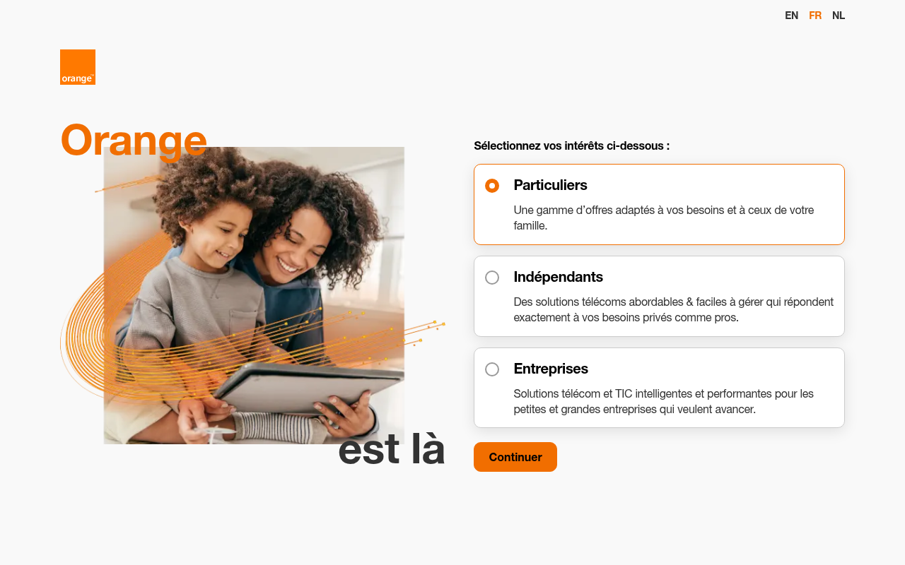 Screenshot van orange.be