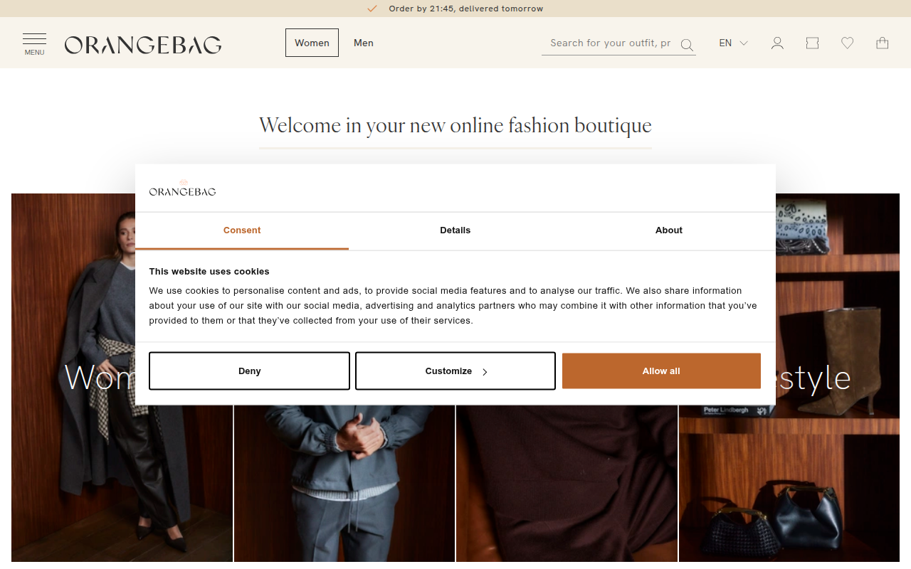 Screenshot van orangebag.nl