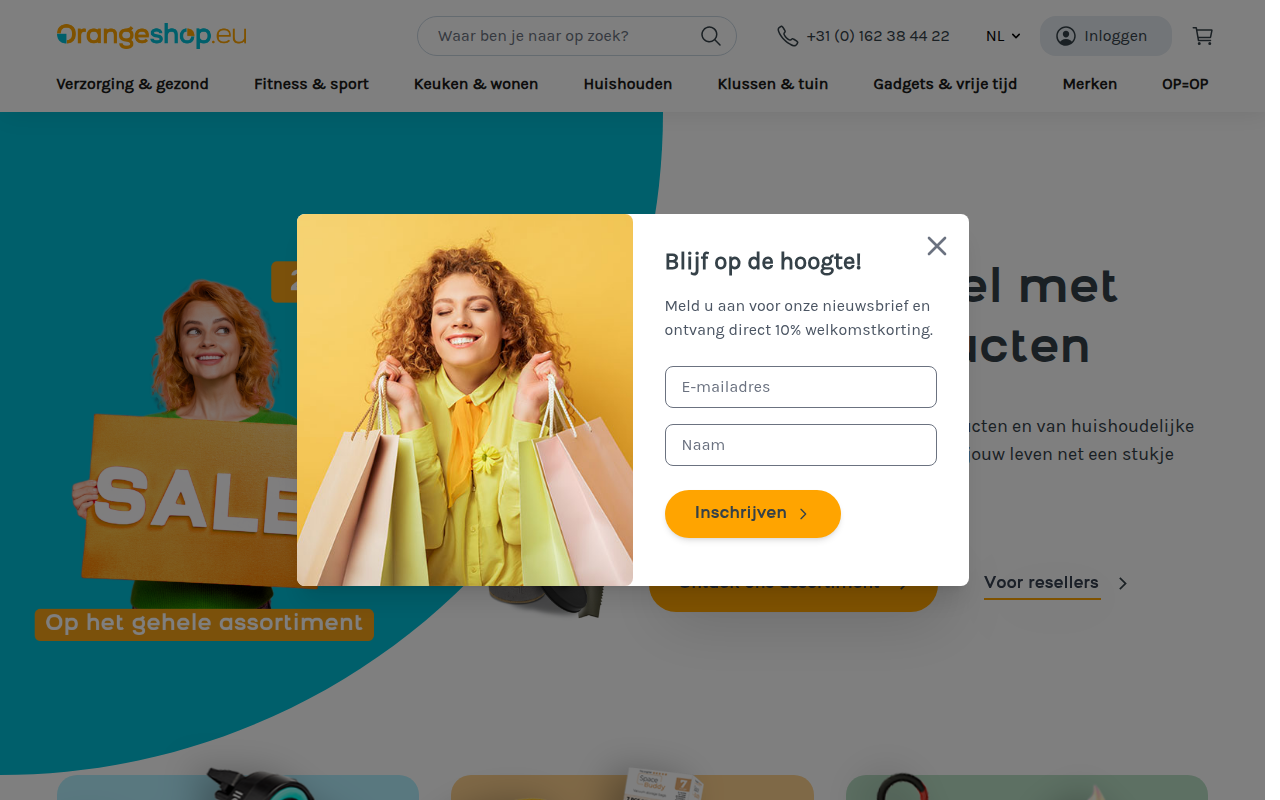 Screenshot van orangeshop.eu