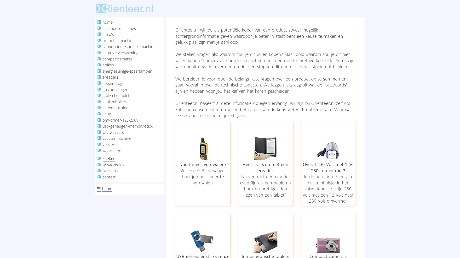 Screenshot van orienteer.nl