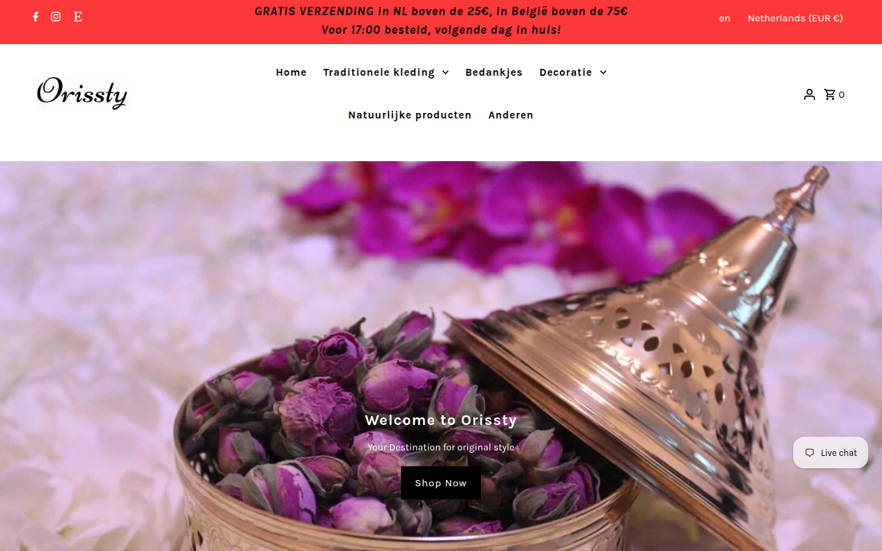 Screenshot van orissty.com