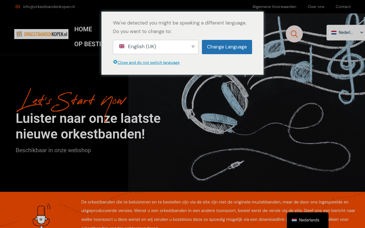 Screenshot van orkestbandenkopen.nl