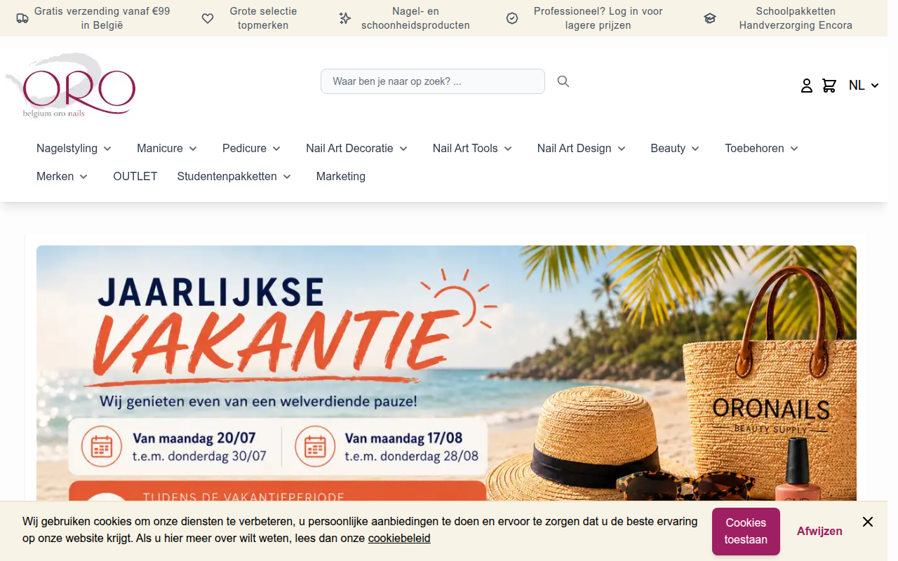 Screenshot van oronails.be