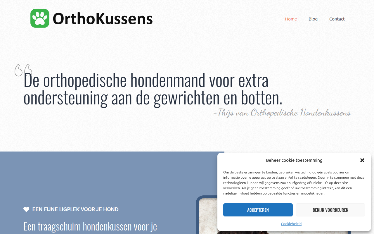 Screenshot van orthopedisch-hondenkussen.com