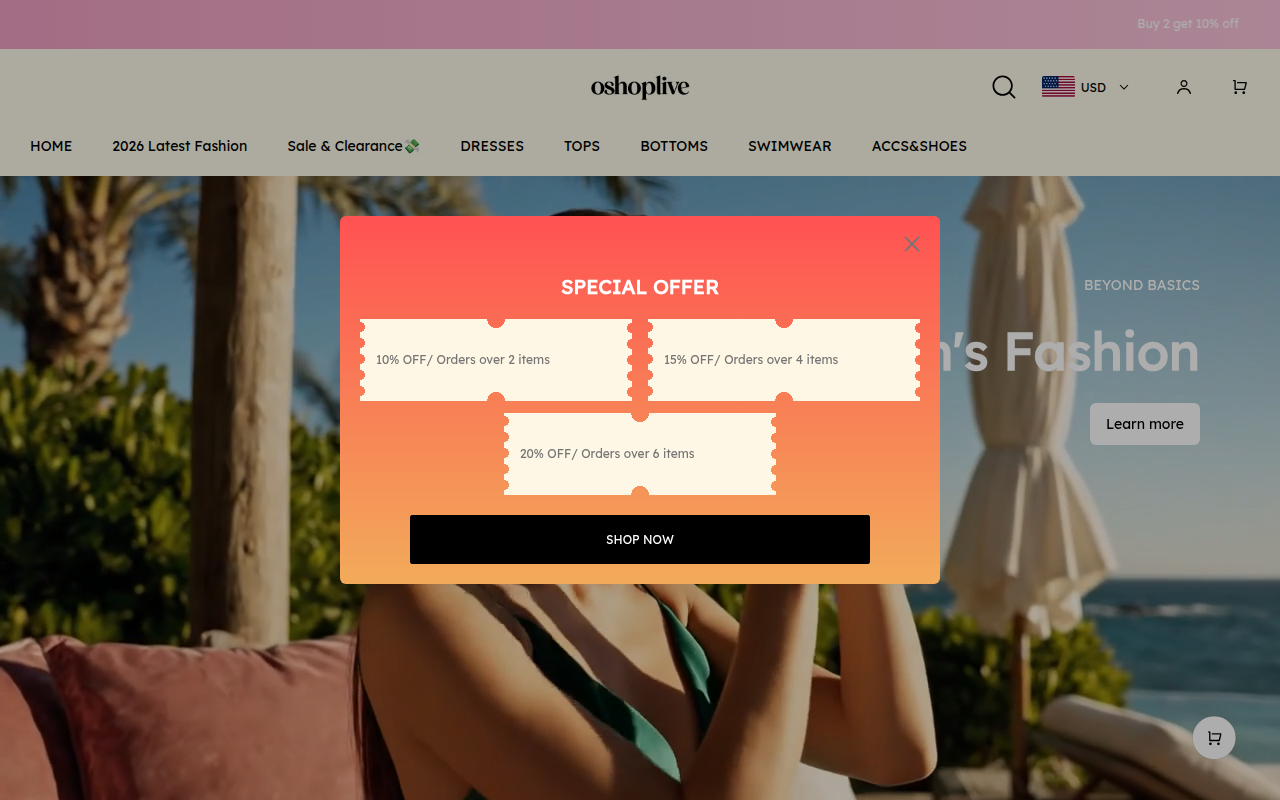 Screenshot van OShopLive