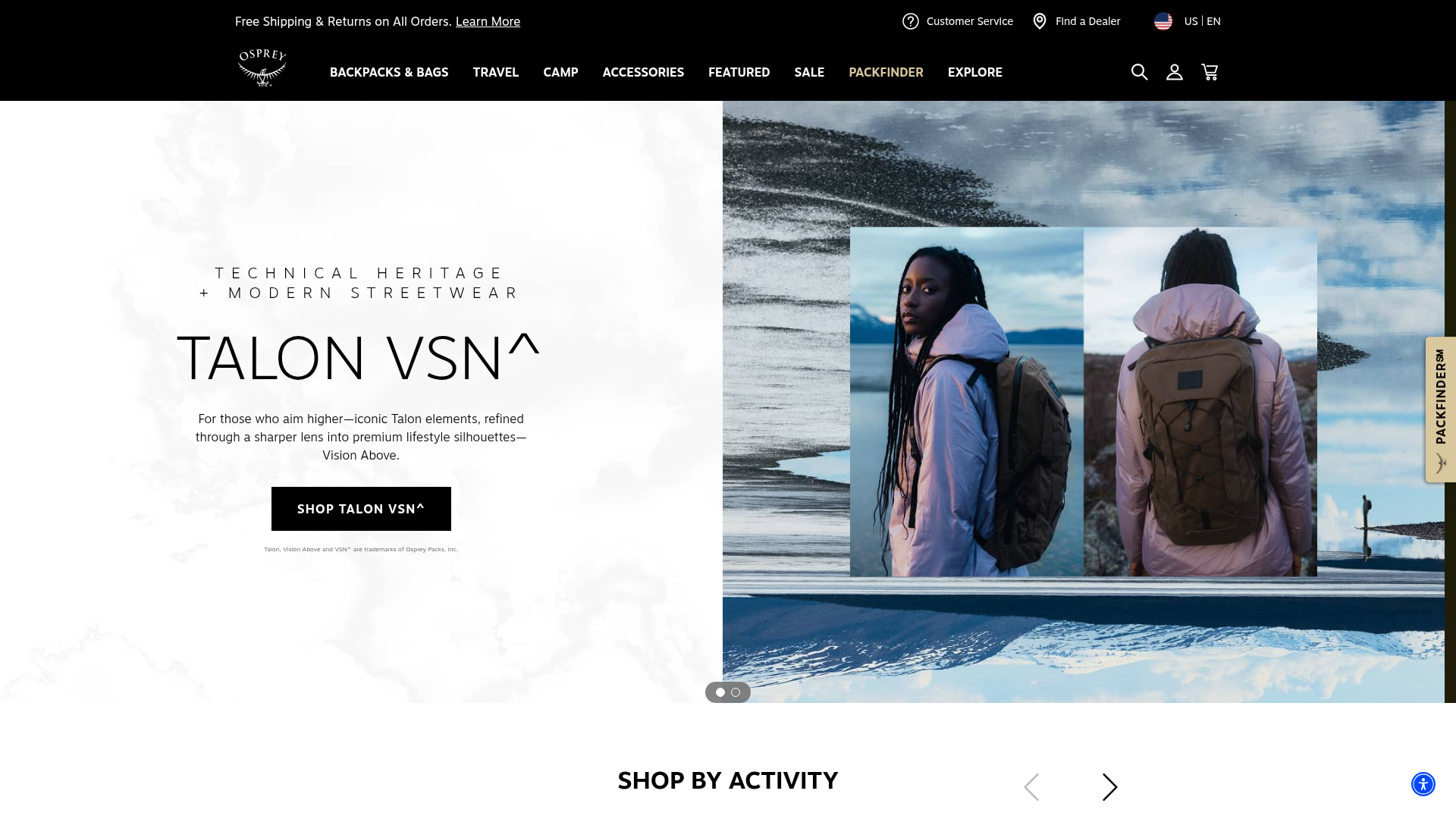 Screenshot van osprey.com
