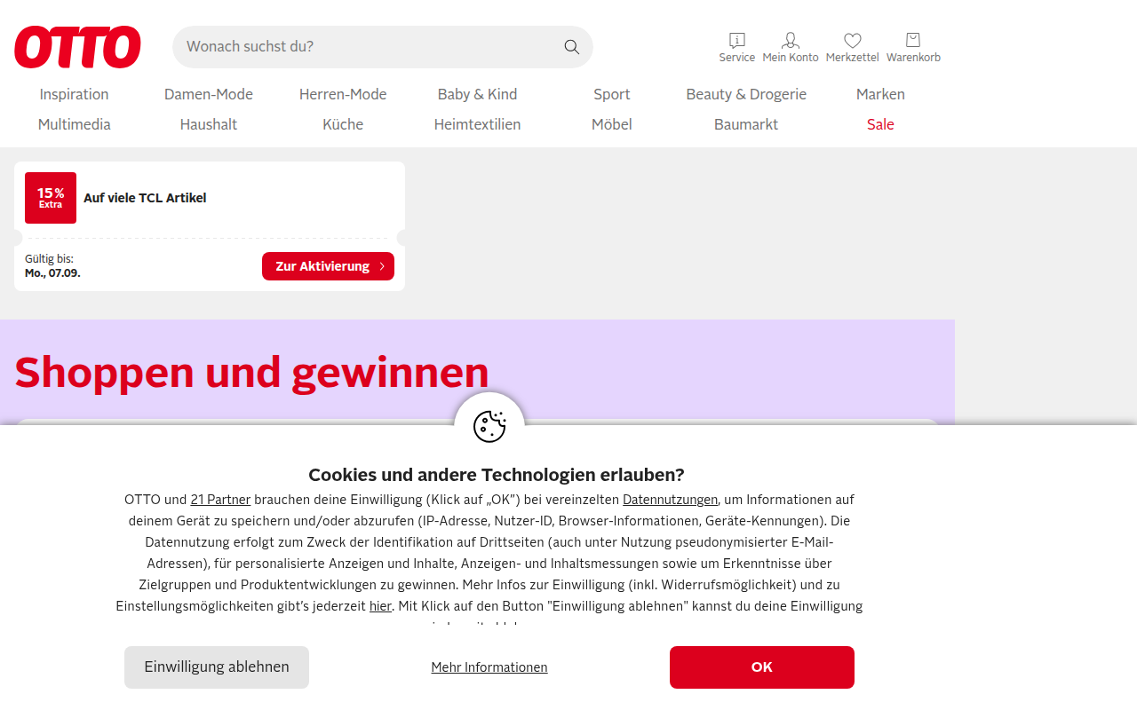 Screenshot van otto.de