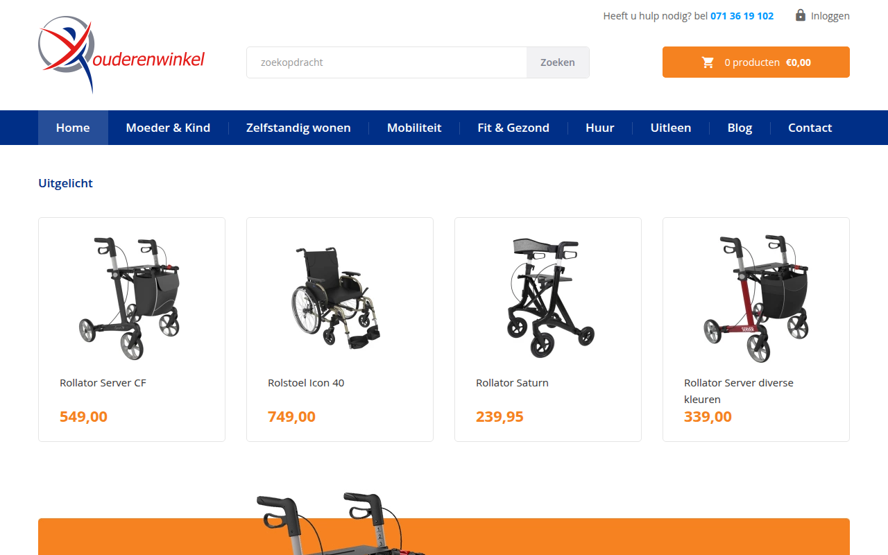 Screenshot van ouderenwinkel.nl