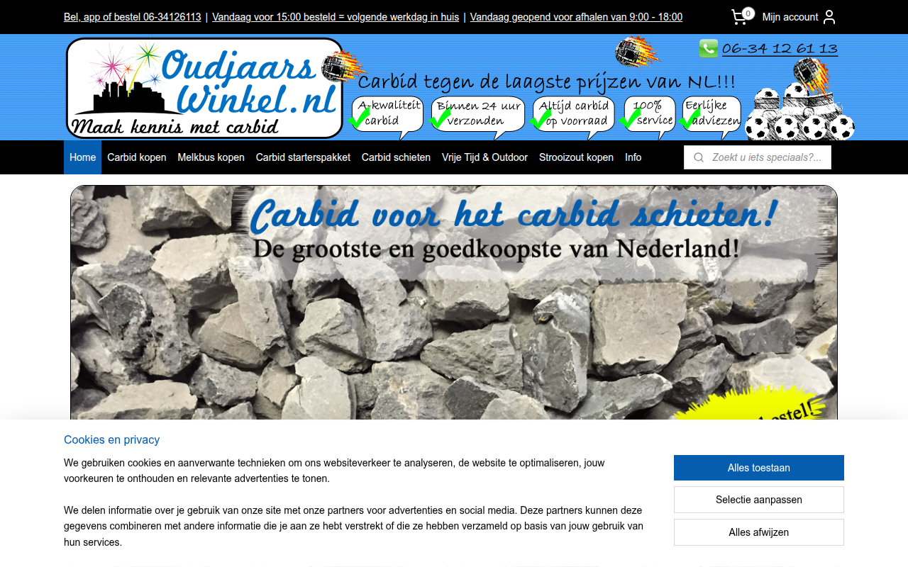 Screenshot van oudjaarswinkel.nl