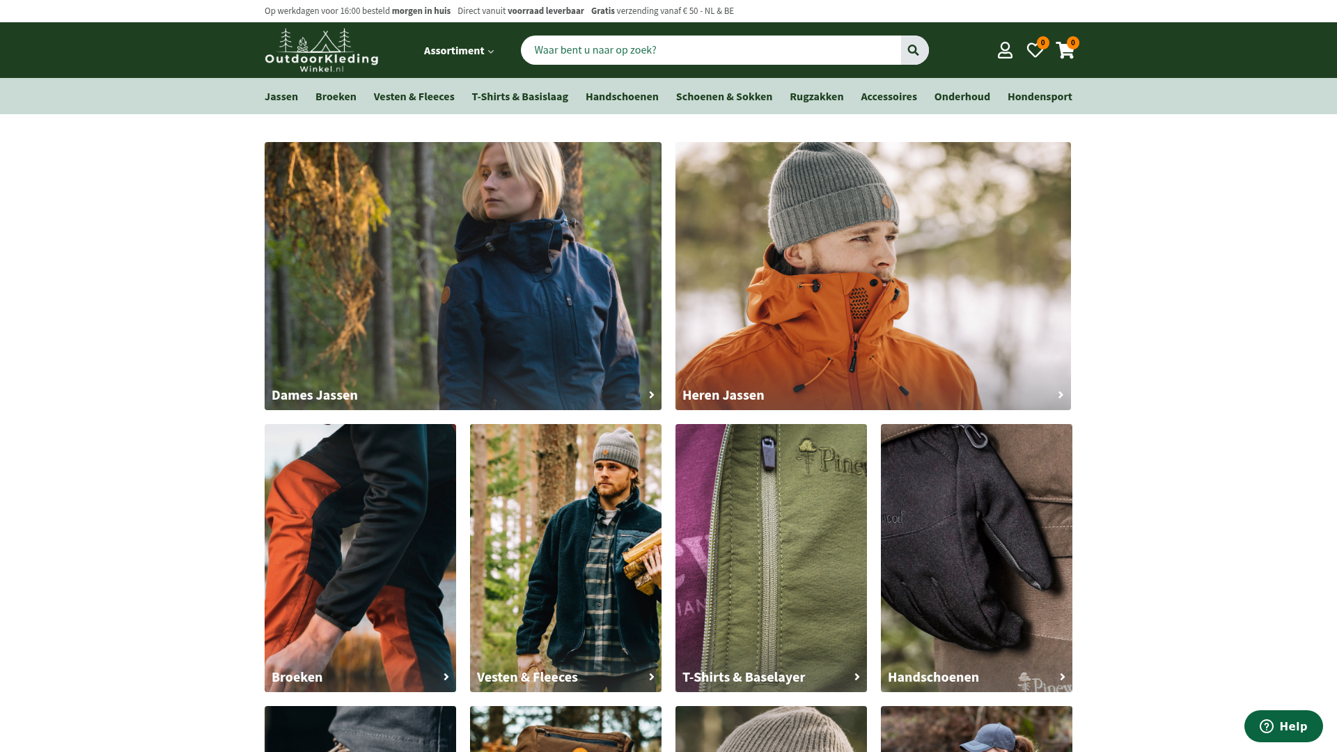 Screenshot van outdoorkledingwinkel.nl