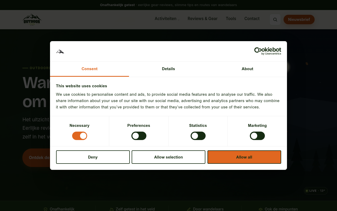 Screenshot van outdooronly.com
