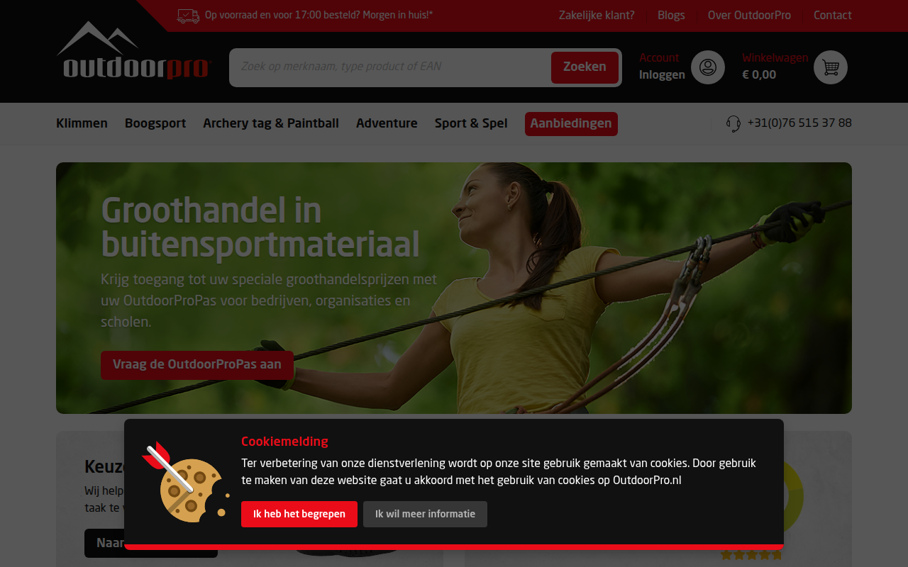 Screenshot van outdoorpro.nl