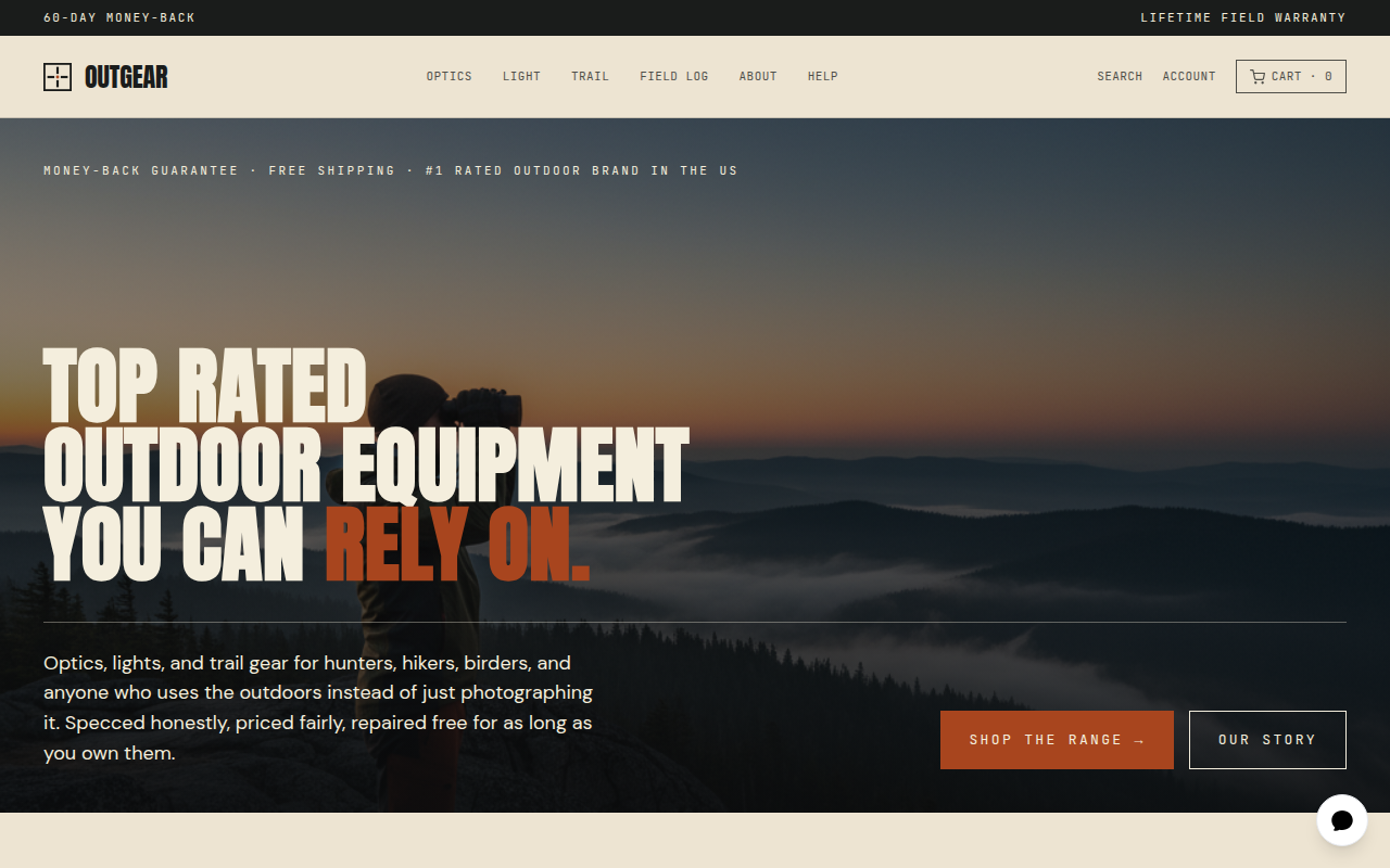 Screenshot van outgear-official.com
