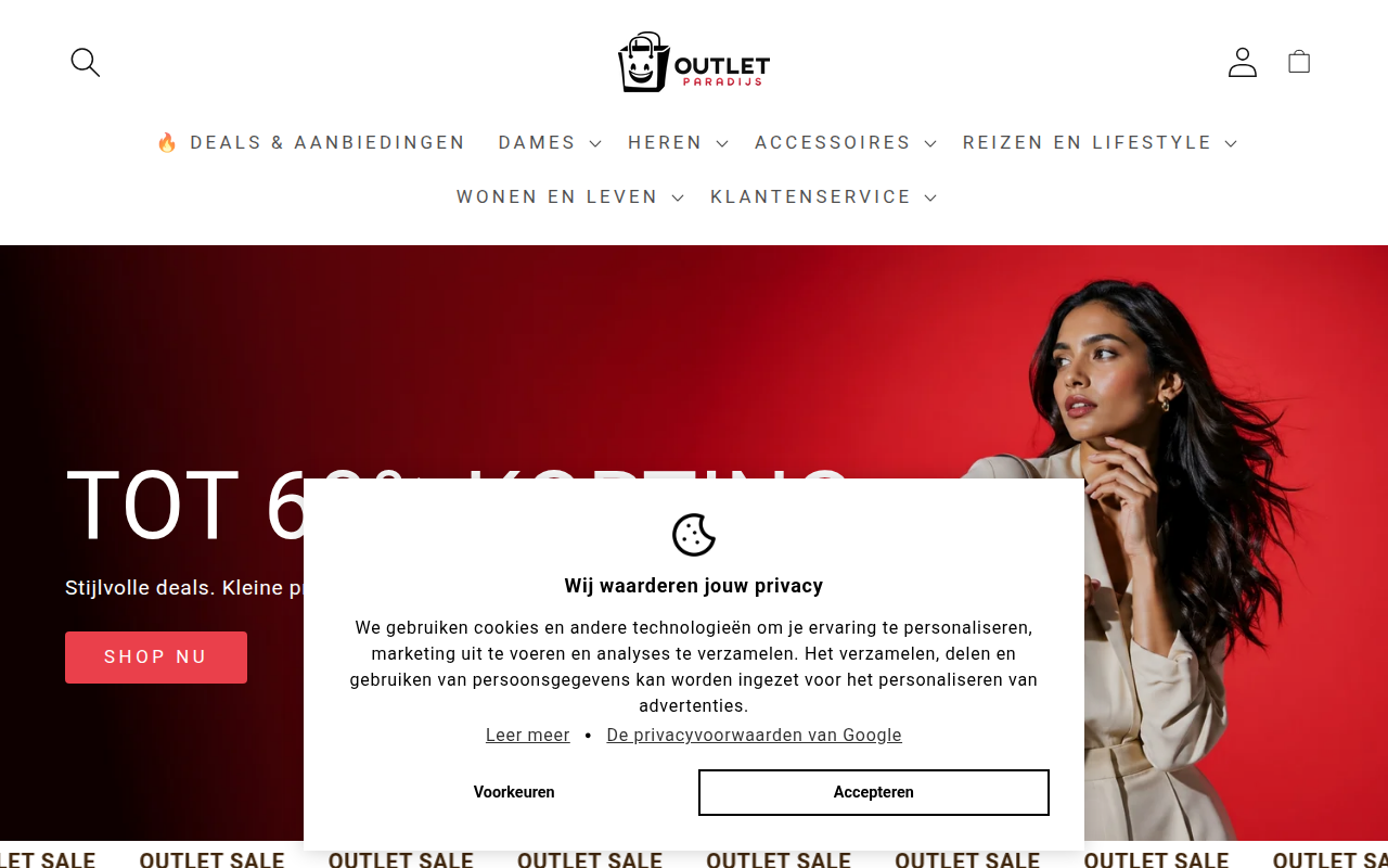 Screenshot van outlet-paradijs.nl