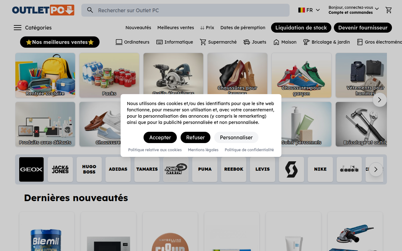 Screenshot van outlet-pc.be