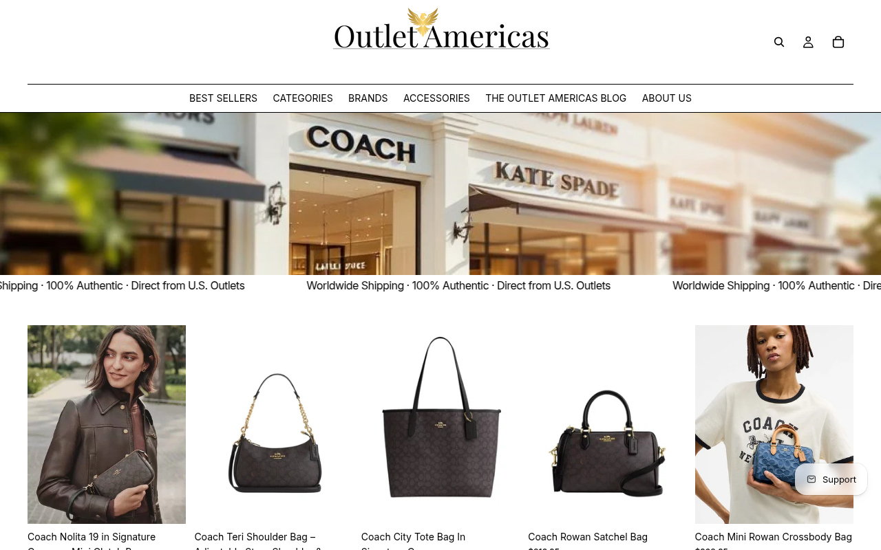 Screenshot van outletamericas.com