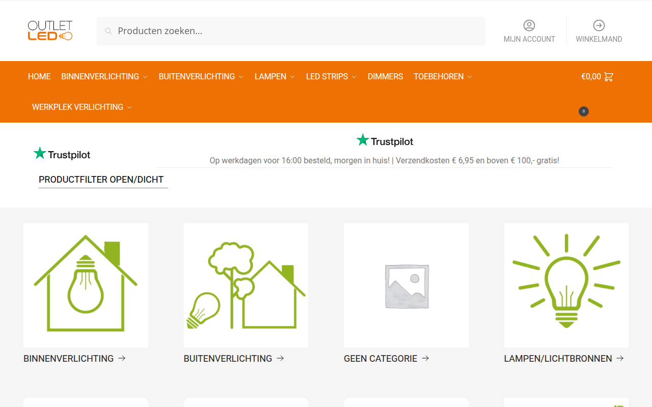 Screenshot van outletled.nl