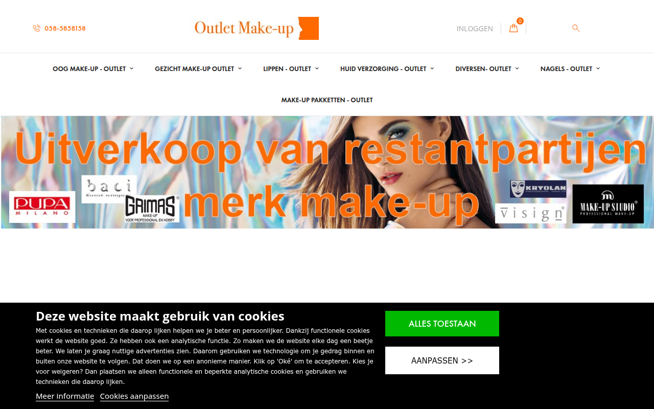 Screenshot van outletmakeup.nl