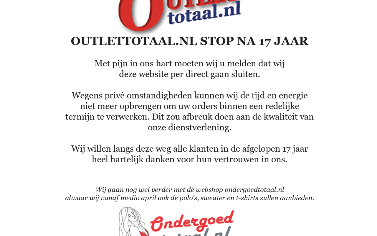 Screenshot van outlettotaal.nl