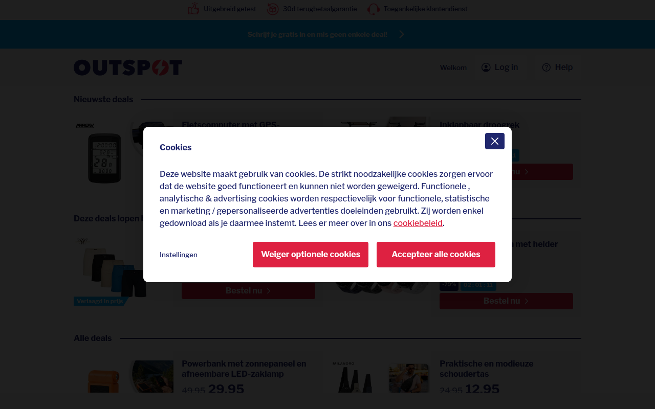 Screenshot van outspot.nl