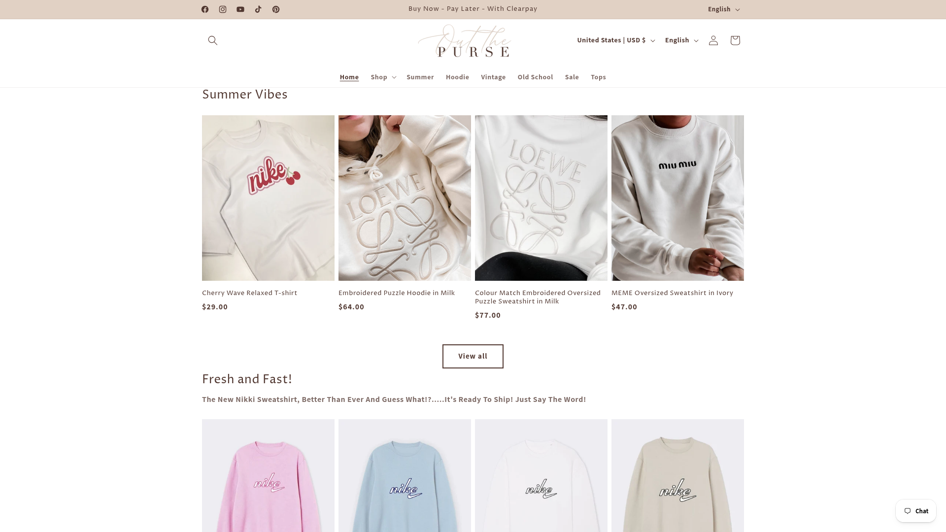 Screenshot van outthepurse.com
