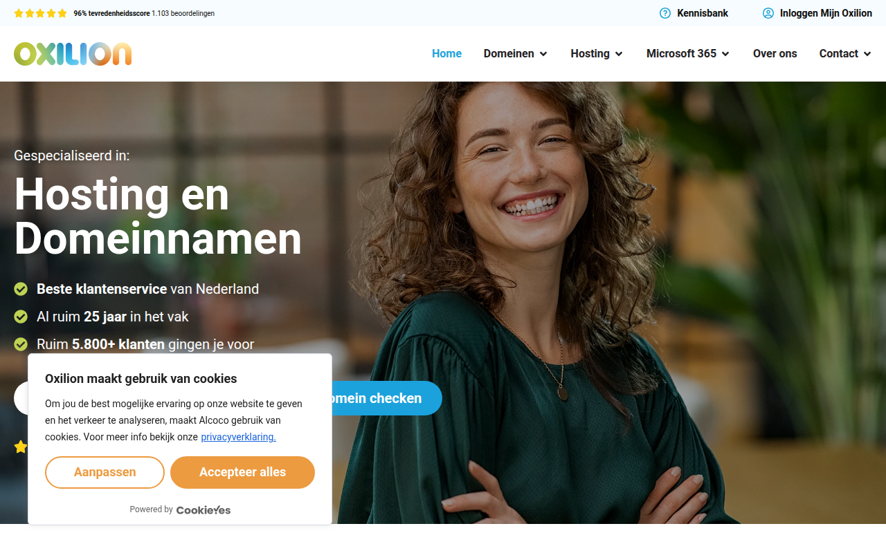 Screenshot van oxilion.nl