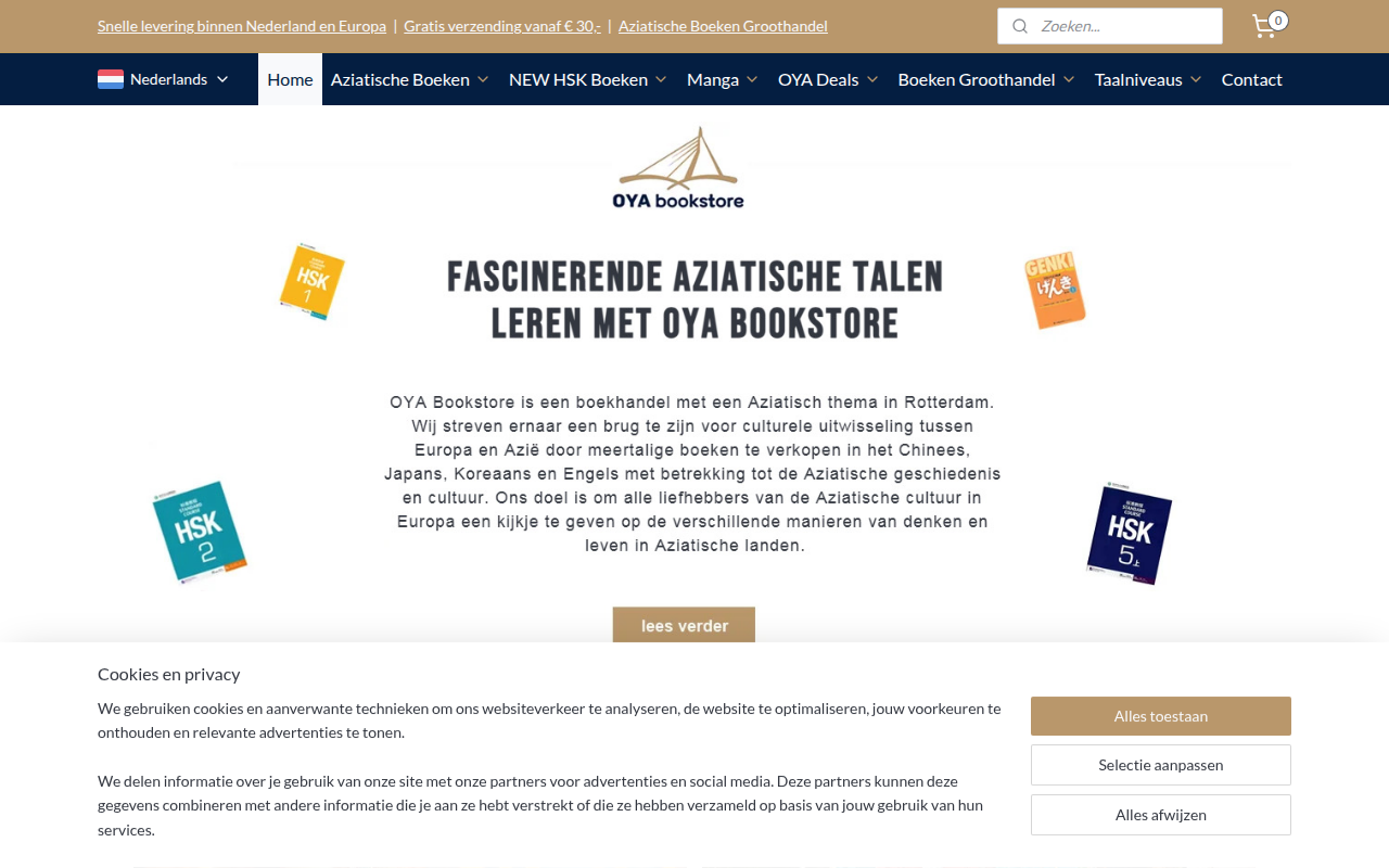 Screenshot van oyabookstore.nl