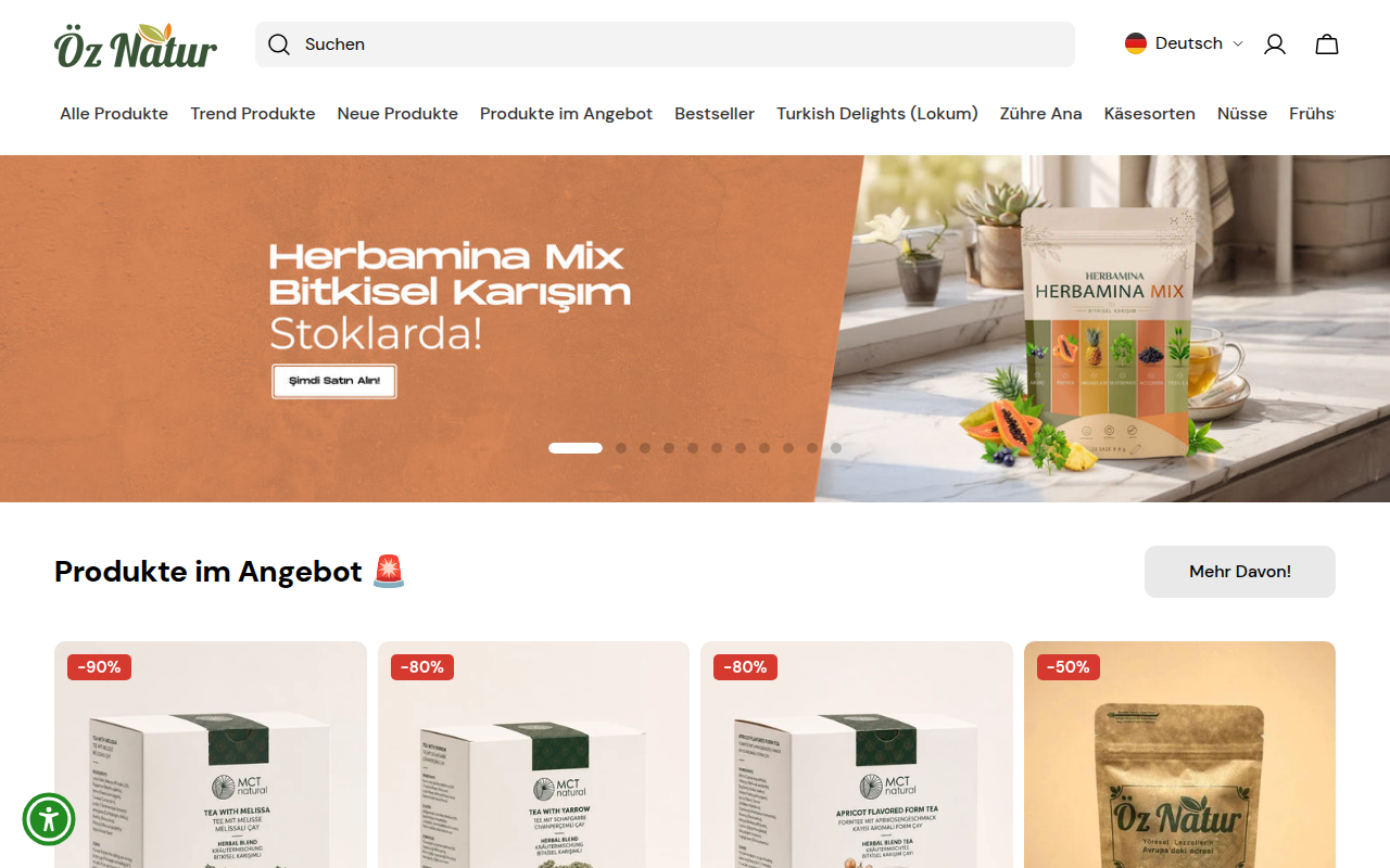 Screenshot van oznatur.de