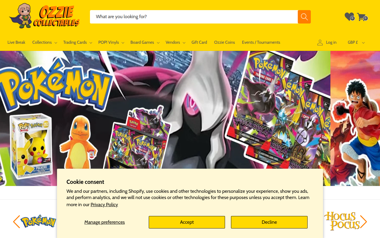 Screenshot van ozziecollectables.com